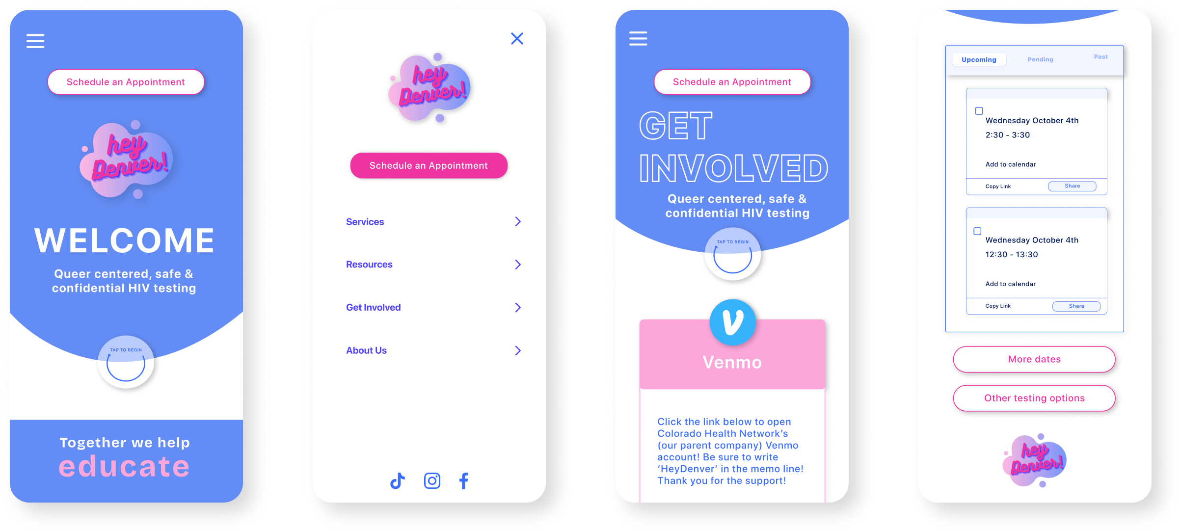 Four prototype pages.